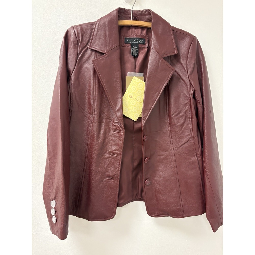 Vintage NWT Women's Maroon/Wine/Dialogue Button Front Long Sleeve Jacket Size S